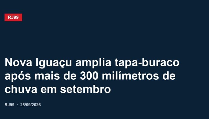 Nova Iguaçu amplia tapa-buraco após mais de 300 milímetros de chuva em setembro
