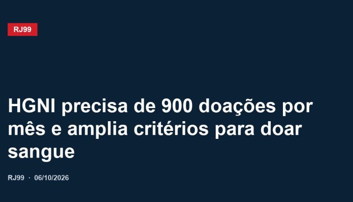 HGNI precisa de 900 doações por mês e amplia critérios para doar sangue