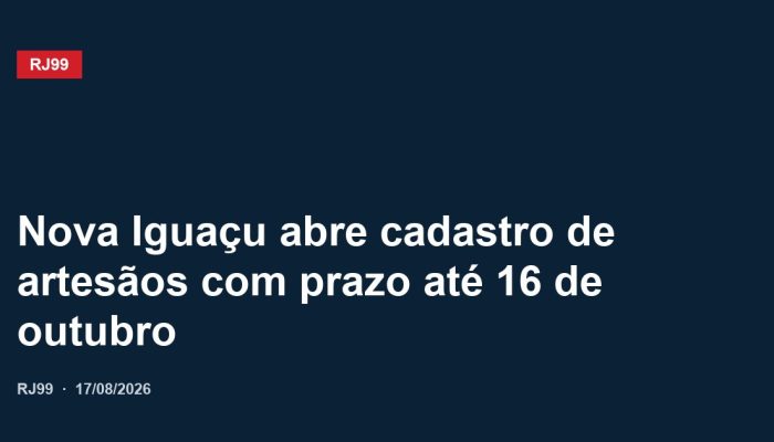 Nova Iguaçu abre cadastro de artesãos com prazo até 16 de outubro