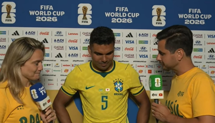 Casemiro durante coletiva para a CazeTV ( Reprodu&ccedil;&atilde;o) / G&aacute;vea News