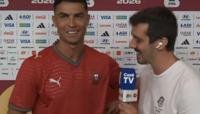 Cristiano Ronaldo manda recado para brasileiros ap&oacute;s vit&oacute;ria de Portugal Foto: Reprodu&ccedil;&atilde;o/Caz&eacute;TV